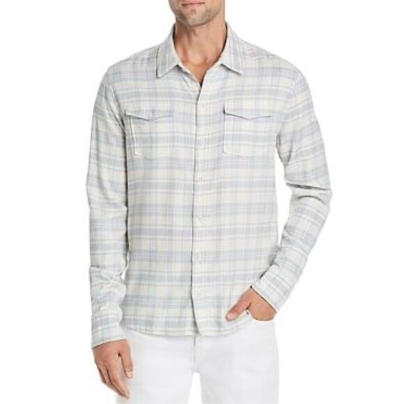 Men’s PAIGE light blue and cream flannel size large ￼ - Picture 1 of 10